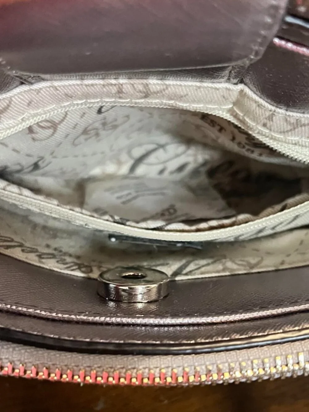 Metallic Guess Liya Petite Girlfriend Satchel w/ Glittery Floral Embellishments